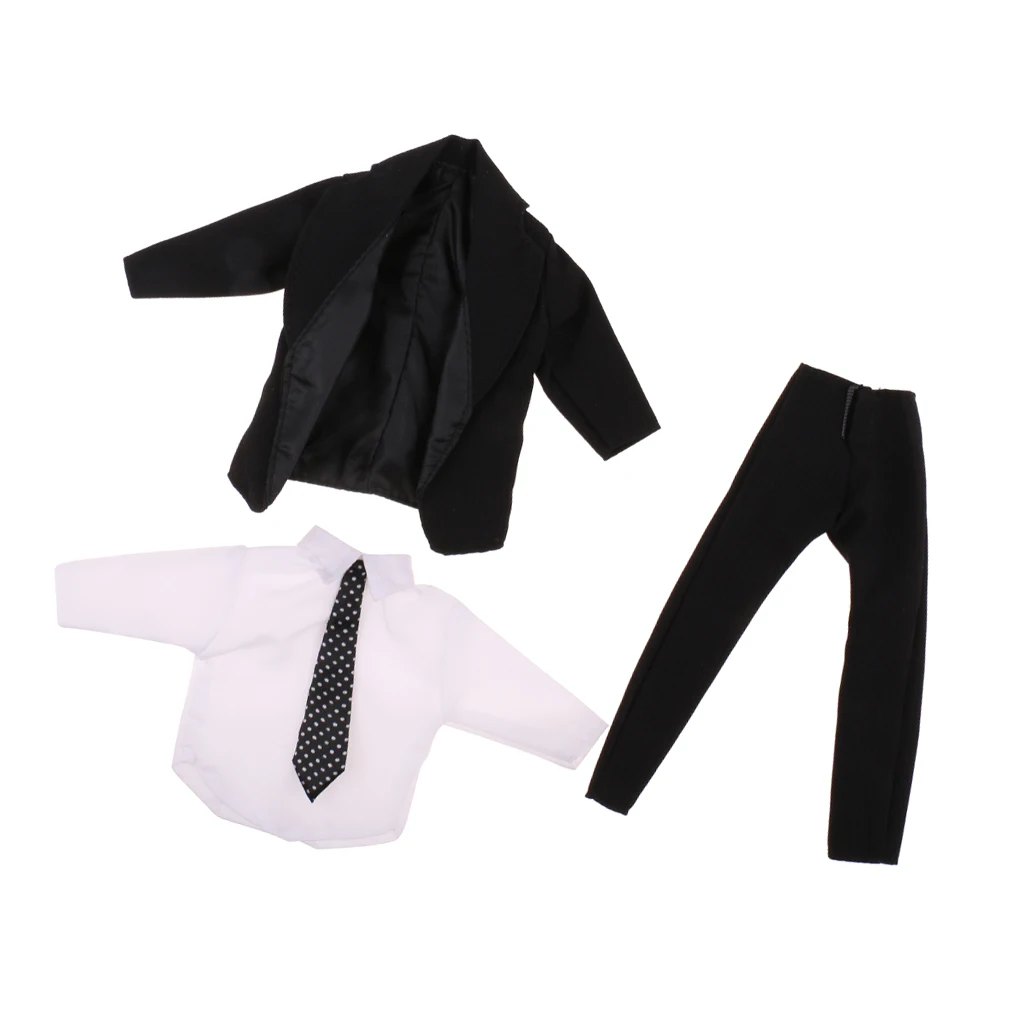 3Pcs Modern Doll Clothes Suit Coll Doll Business Suit for  Ken Doll Coat & Shirt & Pant Black