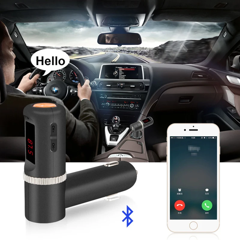 Автомобильное зарядное устройство Aux передатчик FM для автомобиля Bluetooth двойной USB