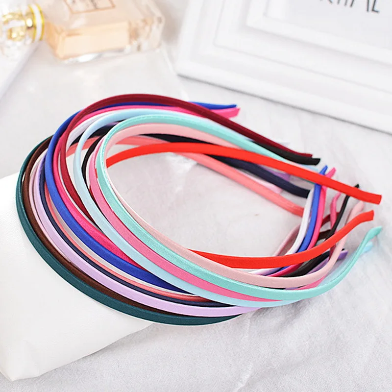 

2021 5mm New Candy Color Headband DIY Handmade Cloth Hair Accessories Solid Color Headdress For Kids Adult Xmas Party Headwear