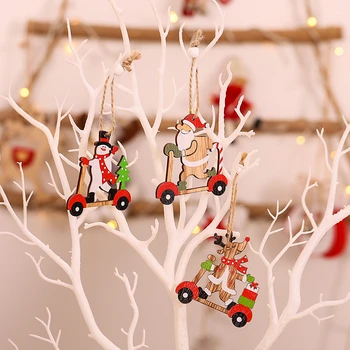 

Wooden Santa Car Pendants Set Christmas Tree Decoration Hanging Ornaments Crafts Xmas New Year Party Wedding Home Decor 63207