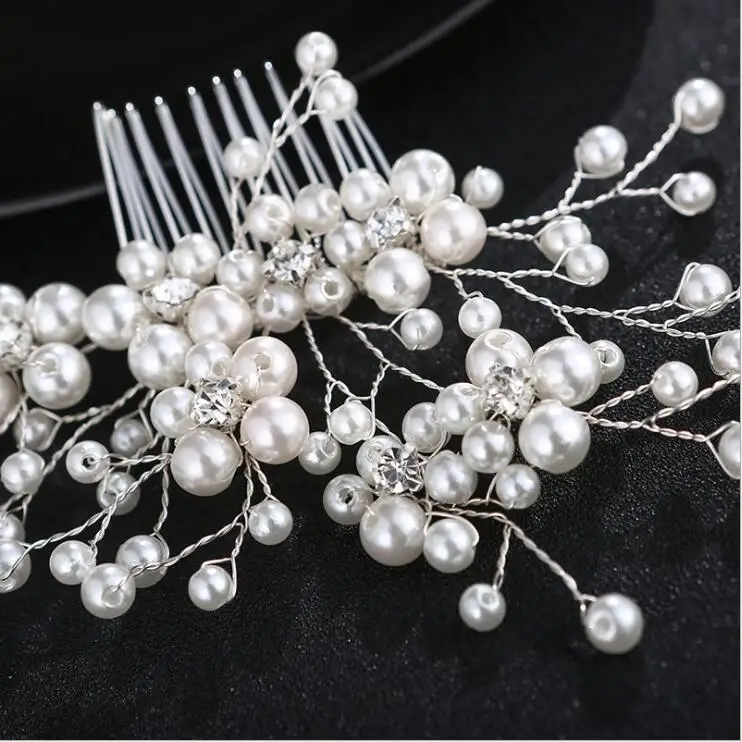 Свадебные украшения для головы Bride'S Tiara ручной работы аксессуары для волос ювелирные изделия Головные уборы Свадебные цветы жемчуг гребни FS113