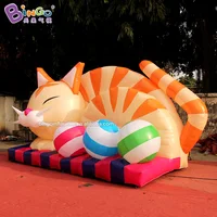 Decorative 6x2.5x3 Meters Inflatable Lovely Cat Backdrop Wall For Decoration / Inflatable Cartoon Cat Backdrop Wall Toys 2