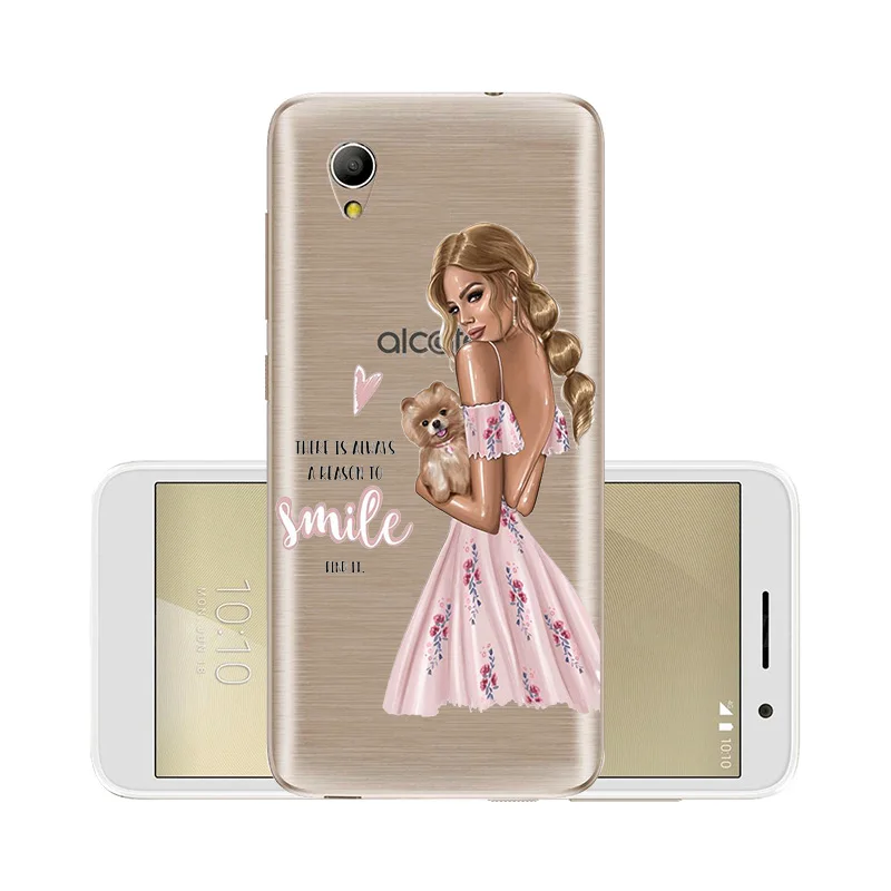 For Alcatel 1 5033D 5033 Cover Alcatel1 5.0inch Case Super Mama Girl Baby Painted 1X Transparent Silicone Shell |