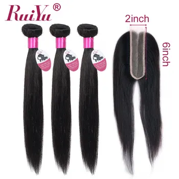 

Brazilian Straight Hair Bundles With Closure 2x6 Inch 100% Human Hair Bundles With Closure RUIYU Remy Hair With Closure