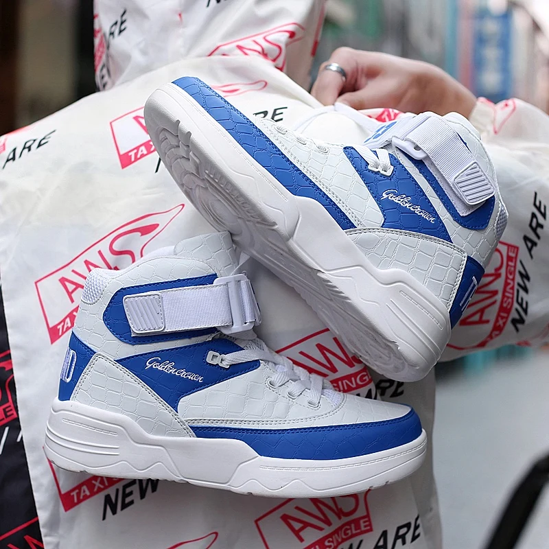 Men's Skateboard Sneakers Outdoor High-top Casual Thick-soled Lace-up Shoes Korean Fashion Simple Wild Student Heighten Shoes