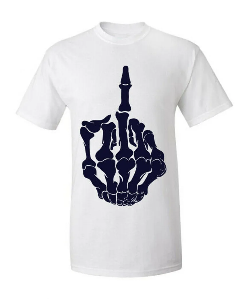 Best Middle Finger Skeleton Novelty Funny Novelty Graphic Unisex T Shirt Custom Printed Tee Shirt
