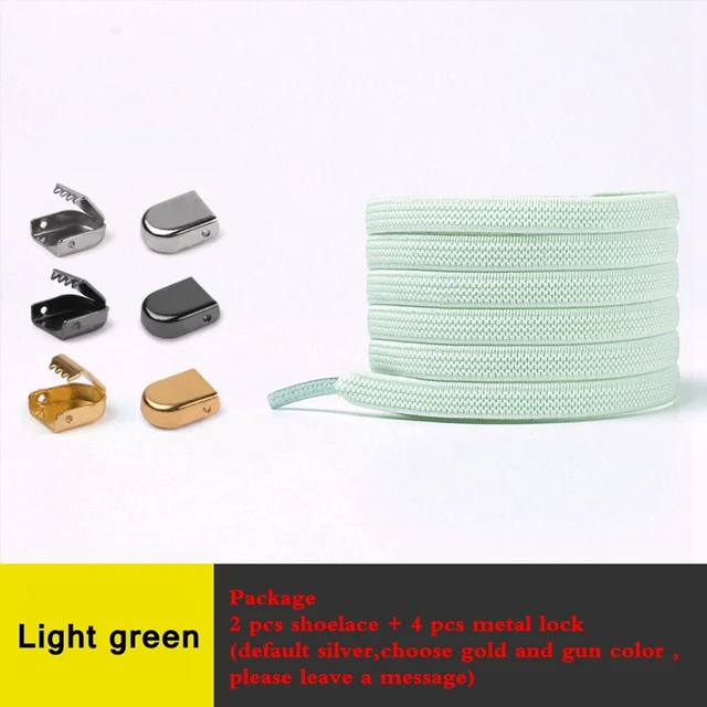 Elastic No Tie Shoe laces Flat Shoelaces Outdoor Leisure Sneaker Quick Safety Shoelace Kids Adult Lazy laces Shoe accessories Light Green