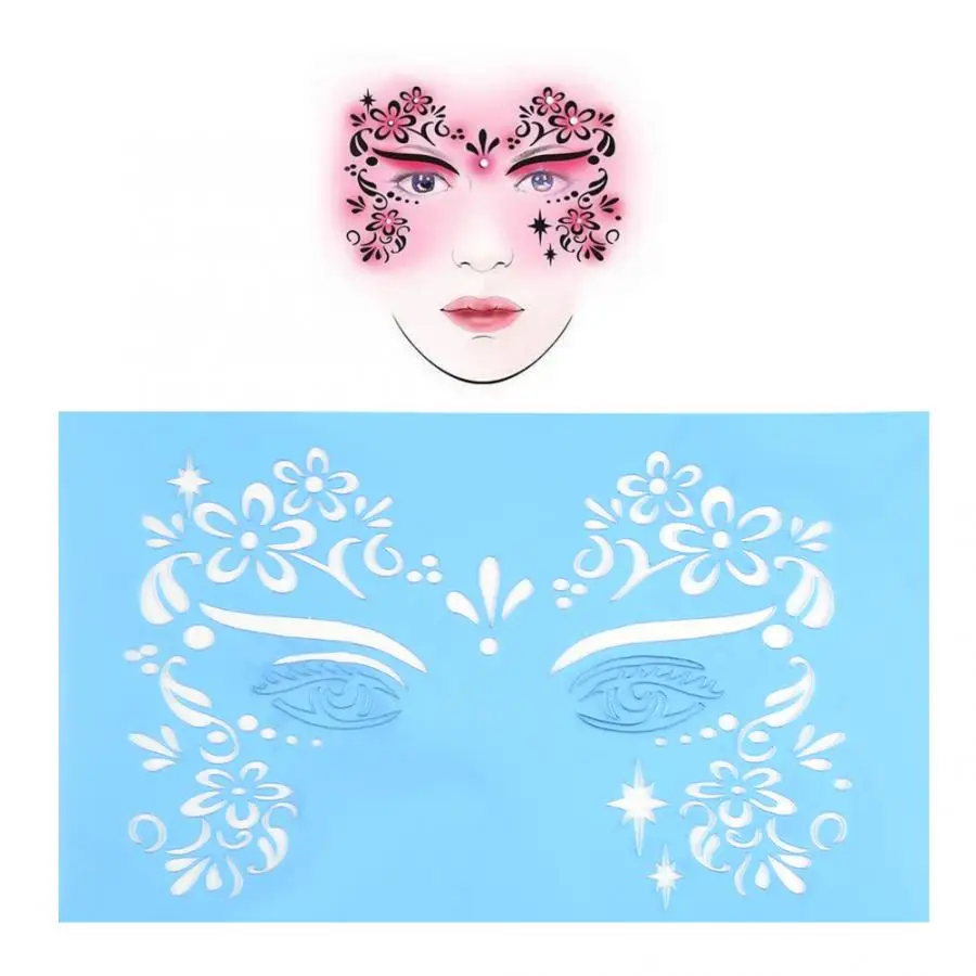 7pcs/set Reusable Face Paint Stencils Body Painting Unique Template Drawing Facial Makeup Template Tattoo Design Tools face painting template