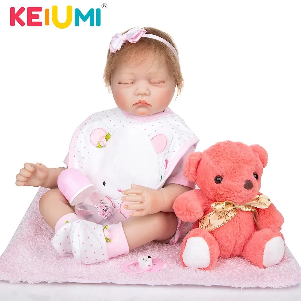 Реалистичные куклы KEIUMI 22 дюйма 55 см мягкие силиконовые реалистичные для спящей