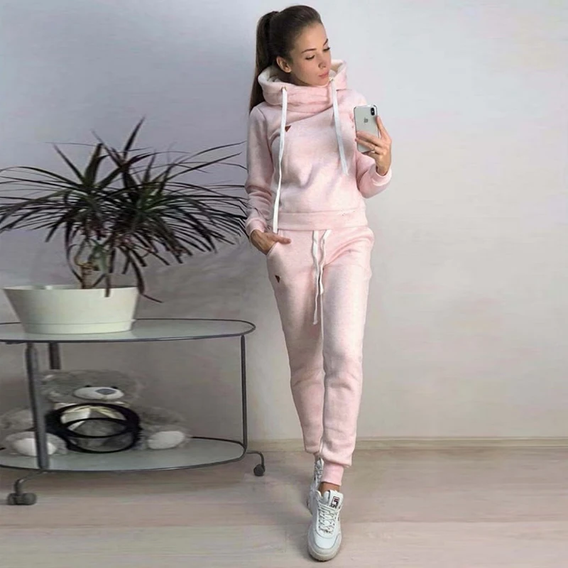 

2019 New Autumn Winter Women Sets Tracksuit Female Long Sleeve Pullover Jackets And Pants Two Piece Set Warm Outfits Suit