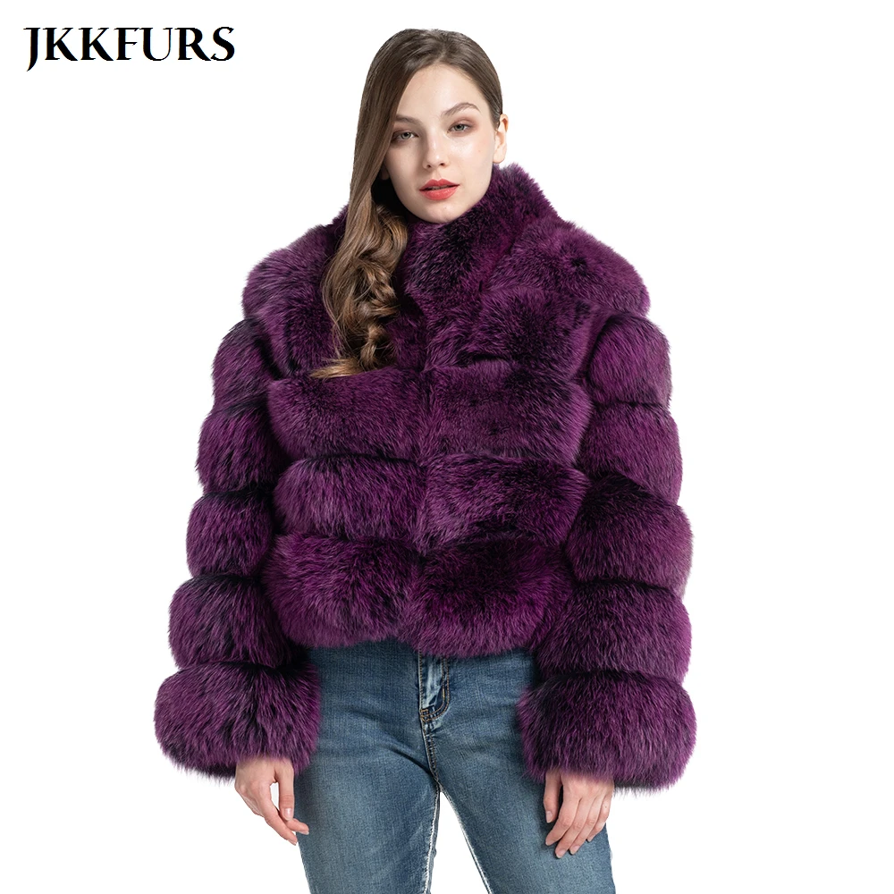 New Arrivals Women's Natural Fox Fur Coat With Collar Real Fur Jacket