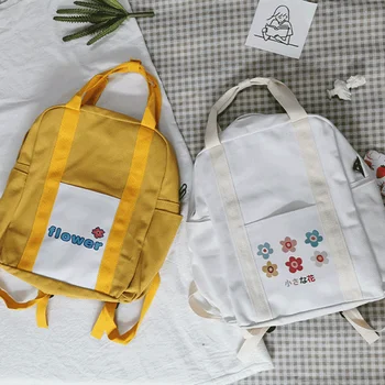 

Canvas Women Small Flower Backpack Multi Pocket Travel Bag Fashion Leisure Backpack Preppy School Bags For Teenagers Mochila