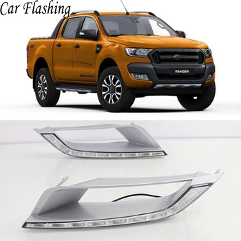 

1 Pair DRL For Ford Ranger 2015 2016 2017 2018 with yellow turn signal lights daytime running light LED fog Lamp,Square hole