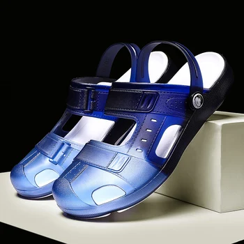 

Summer New Eva Garden Shoes Men Comfortable Beach Sandals Man Blue Gray Plastic Slippers Mens Anti-Slip Soft Sole Slippers Men