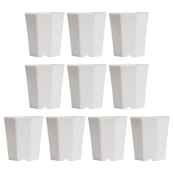 

10 Pcs Simple Versatile Octagonal Pot Succulent Plant Pot Imitation Ceramic Small Flower Pot for Living Room Balcony (White)