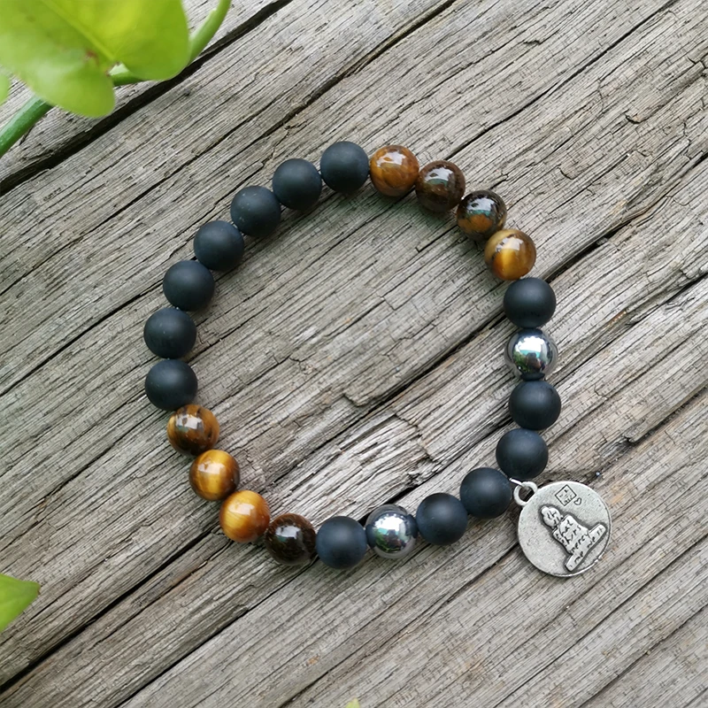 8mm Natural Stone Beads,Matte Black Onyx,Tigers Eye,Heal,JapaMala Sets,Spiritual Jewelry,Meditation,Inspirational,108 Mala Beads