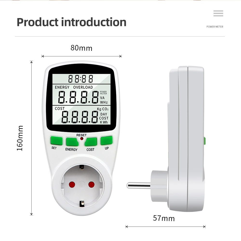 Velaurs Digital LCD Multimeter with Mutual Inductor Power Meter Ammeter Energy Monitor Meter for Household for Home
