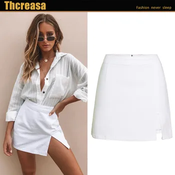 

2020 Europe and the United States Popular Women's Denim Skirt Summer New All Cotton High Waist Denim Color Block Denim Long Skir