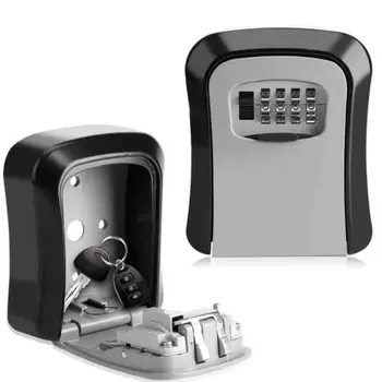 

Key Safe Box Outdoor Digit Wall Mount Combination Password Lock Aluminum Alloy Material Keys Storage Box Security Safes