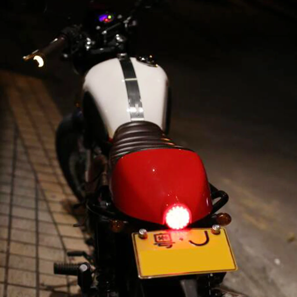 Motorcycle Rear Seat Cowl Cover with LED Light Lamp for Cafe Racer - Matt Black