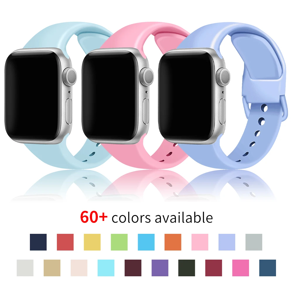

Soft Silicone Band for Apple Watch Series 6 SE 5 4 3 2 1 38MM 42MM Rubber Watchband Strap for iWatch 4/5 40MM 44MM