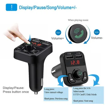 

Hot Car BT FM Transmitter Radio Receiver Wireless Handsfree Kit MP3 Music Stereo Adapter Dual USB Charger Car Charger