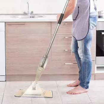 

Fiber Reusable 360 Degree Spray Mop with 2 Microfiber Wet Dry Pads Light Cleaner for Kitchen Wood Ceramic Floor Tiles Cleaning