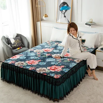 

1pcs Luxury Princess Bed Skirt Ruffle Three layers Lace Bedspreads sheet soft Fitted Sheet Cover Home Textile no pillowcase