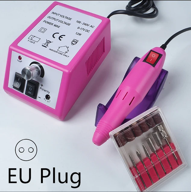 Professional Manicure Machine Sets Electric Nail Drill Bits Mill Cutter Nail Art Sanding File Gel Cuticle Remover Ceramic Cutter Pink EU