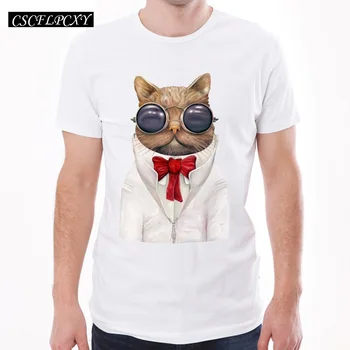 

2019 Fashion Men Tee Shirt Astro Cat T-Shirt High Quality Cool Cat Printed Tops Short Sleeve Basic t shirts