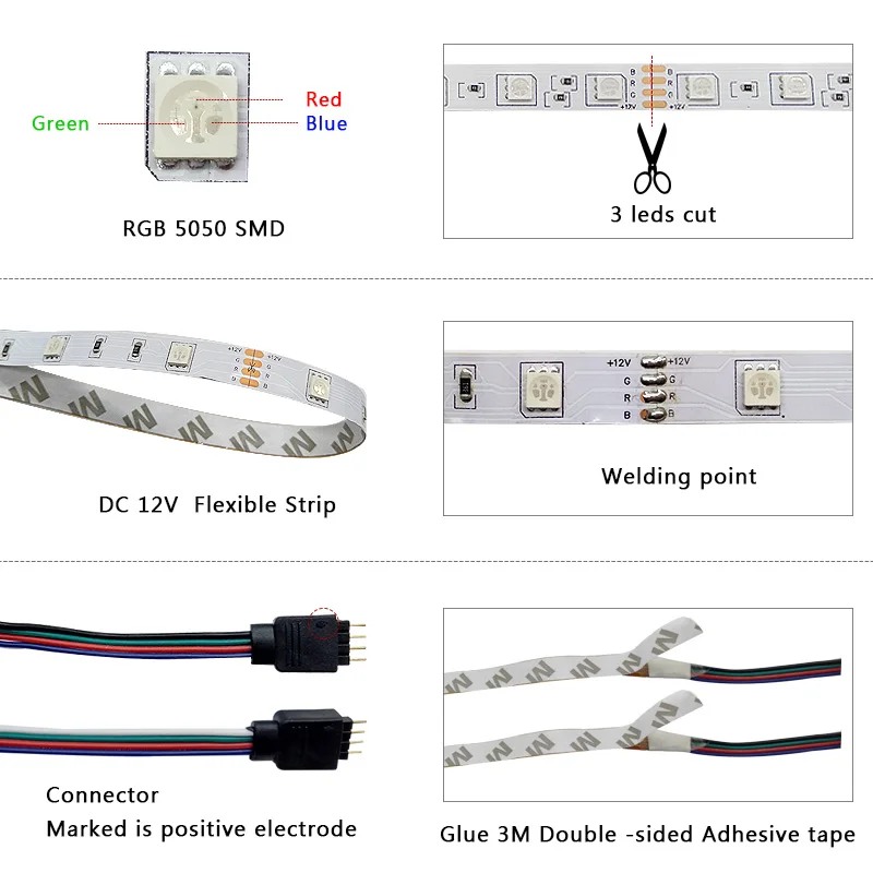 Светодиодные ленты светильник RGB 5050 2835 гибкая лента Fita LED 5 м 10 15 диод DC 12V + пульт