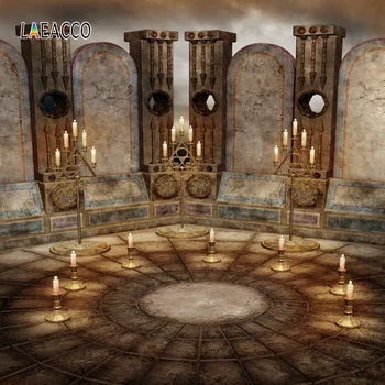 

Laeacco Halloween Backdrops Altar Tombstone Candlestick Eight Diagrams Photography Backgrounds Vintage Portrait Photophone Props