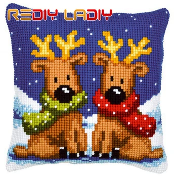 

LADIY Cross Stitch Pillow Cover TEDDY Seat Cushions for Sofas FOX Decorative Pillow Case DMC Counted Cross-Stitch
