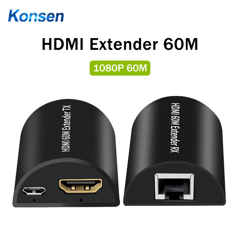HD 1080P 60hz HDMI Extender 60M 30M 50M Extension Over CAT5e Cat6 UTP LAN RJ45 Ethernet Cable Audio Video Converter Laptop To TV |