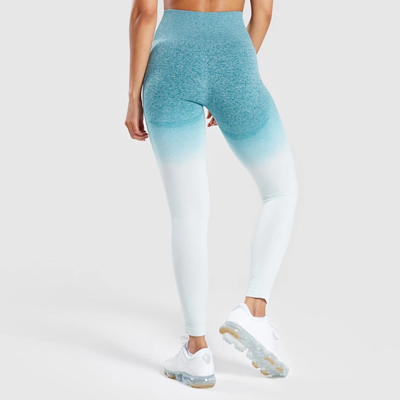 Women's Summer Stretch High Waist Seamless Gradient Leggings Sports Leisure Gym Leggings Ninth Yoga Pants