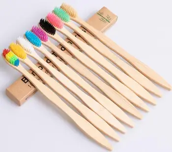 

2pcs/lot Environmentally Wood Rainbow Toothbrush Bamboo ToothBrush Bamboo Fiber Wooden Handle Whitening Tooth brush