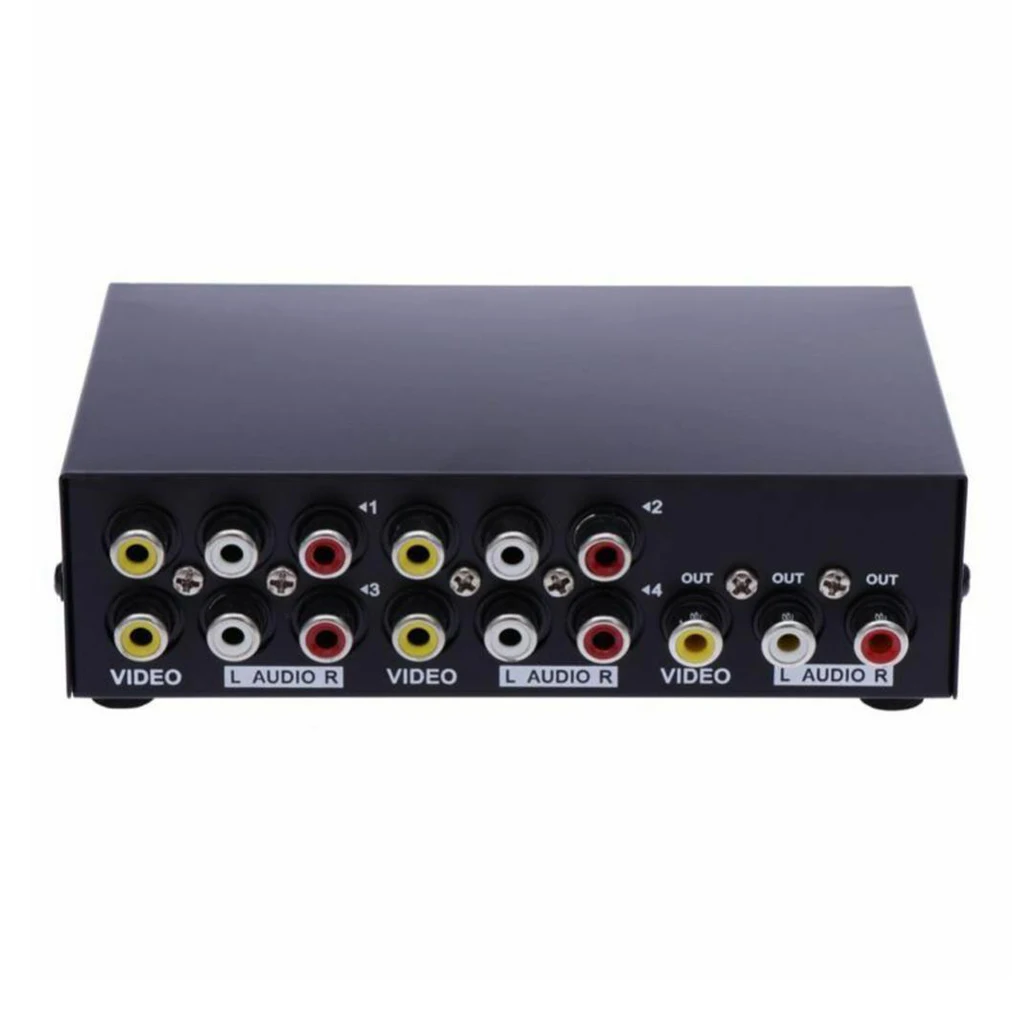 4 позиционный AV Переключатель RCA коммутатор в 1 из композитного видео L/R аудио