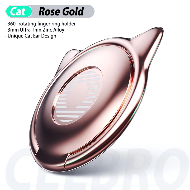 Rose Gold Ultra Thin Finger Ring Phone Holder for iPhone Samsung S10 Note 10 Plus Tablet Mobile Phone Ring Mount for Magnetic Car Holder - Цвет: Rose Gold
