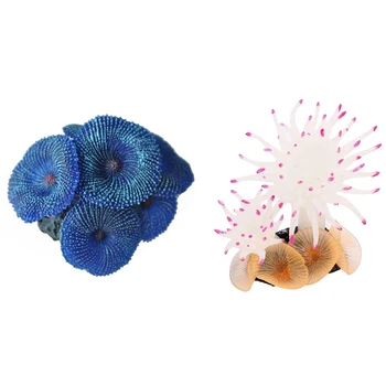 

Aquarium Plant Artificial Coral Blue & Aquarium Artificial Coral Decoration 8.9cm Tall White Fuchsia
