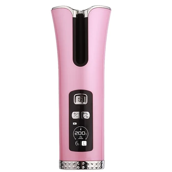 

USB Cordless Automatic Hair Curler Ceramic Curling Iron Hair Waver Tongs Beach Waves Iron Curling Wand Air Curler Pink