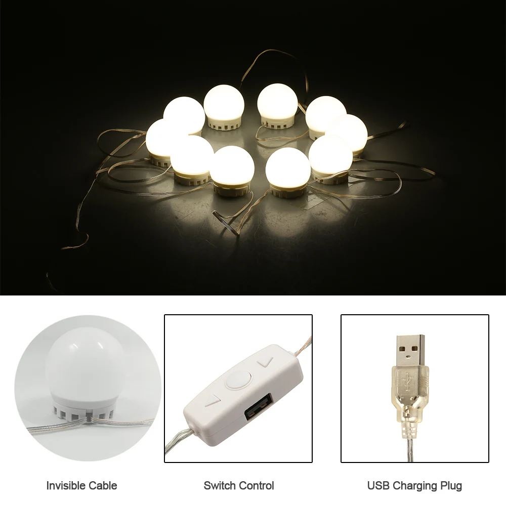 

Hollywood LED Vanity Makeup Mirror Lights Kit & Brightness Adjustable Make Up Light Bulbs Lighting Strip Vanity Table Lighting