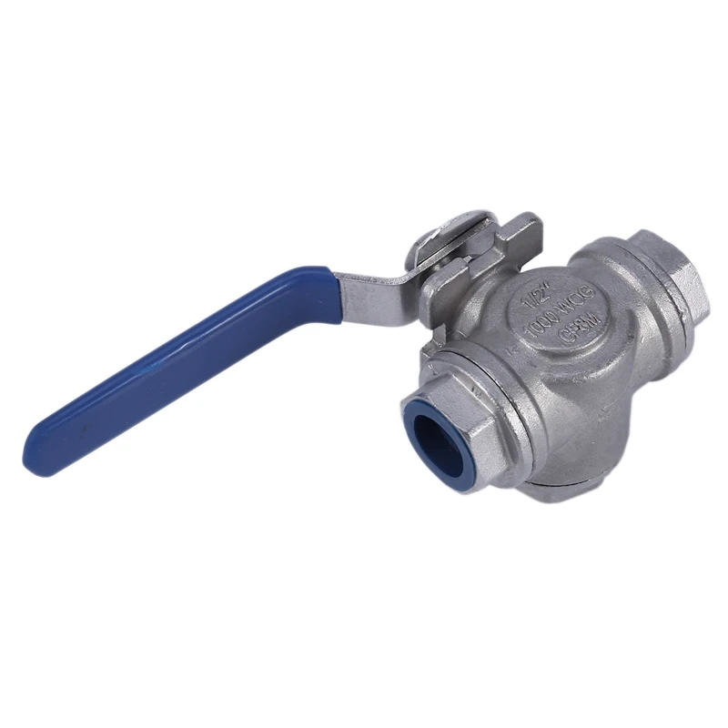 1Pcs DN15 Female 3 Way T-Type 304 Stainless Steel Ball Valve