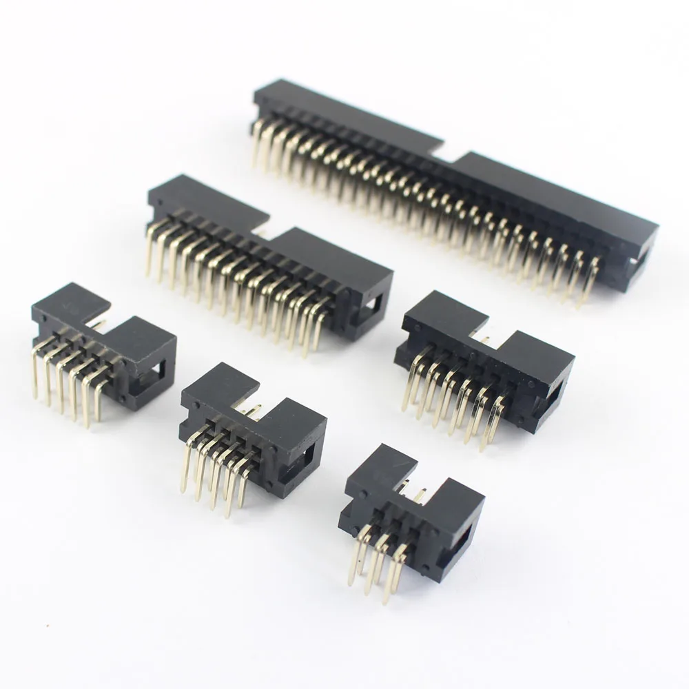 DC Male Connector 10pcs 2.54mm Pitch 6-50 Pin Right Angle Box Header IDC Socket