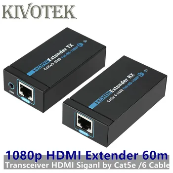

60M 1080p 3D HDMI Extender Transmitter Receiver Adapter Cat5e/6 RJ45 Transceiver Ethernet Converter For HDTV CCTV Free Shipping