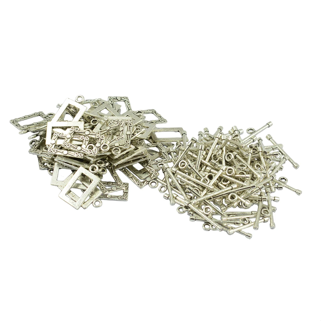 50 Sets Tibetan silver color Wire Rectangle Bar OT Toggle Clasps Jewelry DIY Craft 22 x 12 mm Toggle fit Bracelet