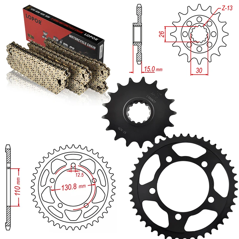 Motorcycle Front Rear Sprocket Chain Set 525 Kit For BMW S1000XR 2014
