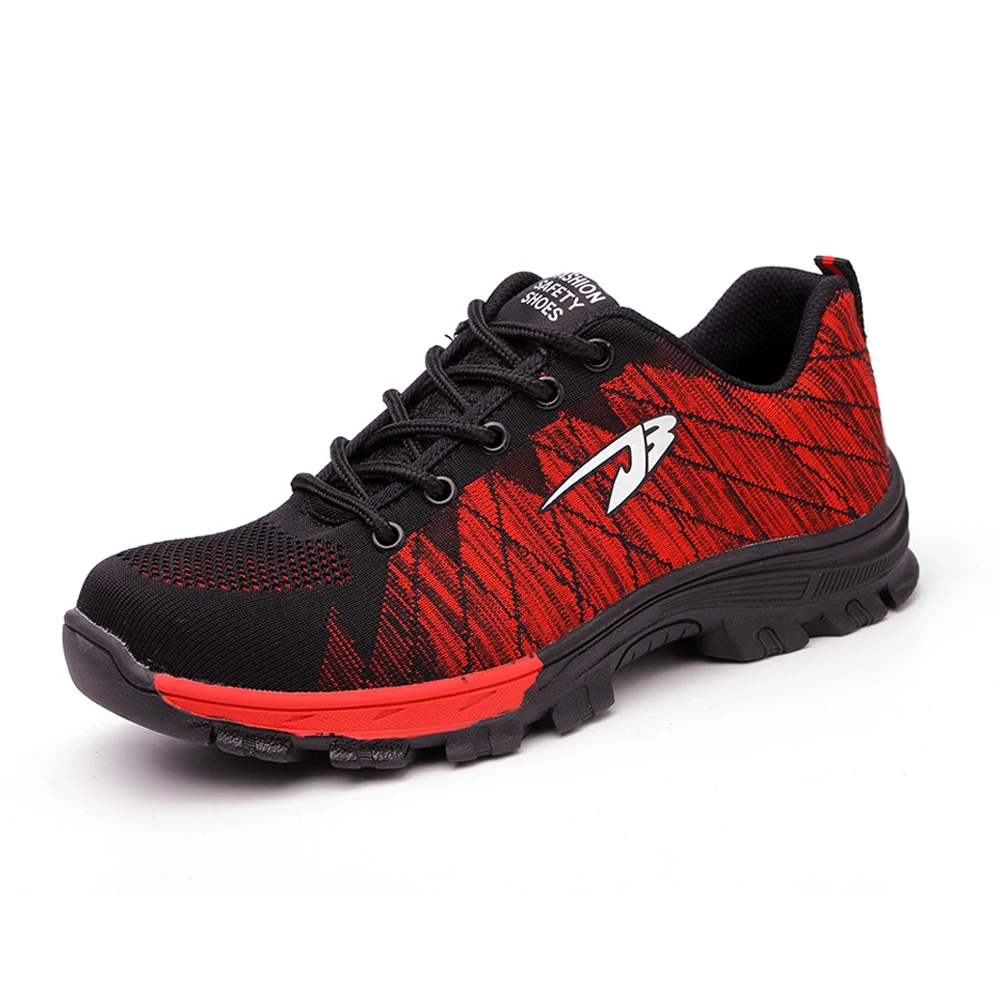 NASONBERG для мужчин сталь безопасности рабочая обувь сетки легкий дышащий повседневные кроссовки предотвратить пирсинг защитные сапоги - Цвет: Красный