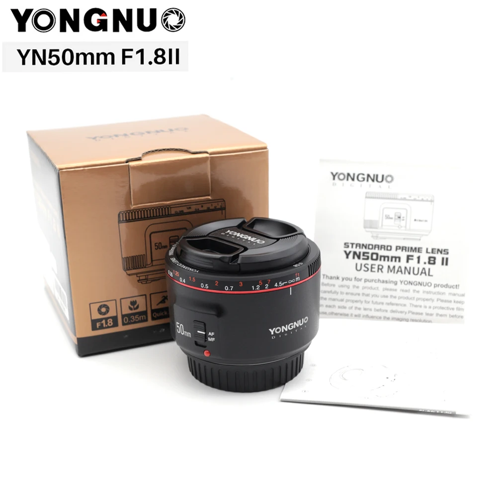 

YONGNUO YN50mm F1.8 II Fixed EF Large Aperture Camera Lens for Canon Bokeh Effect AF MF 50mm Lens for EOS 70D 5D2 5D3 600D DSLR