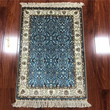 2x3 фута небольшой Шелковый ковер, полностью завязанный вручную цветочный дизайн, шелковый ковер