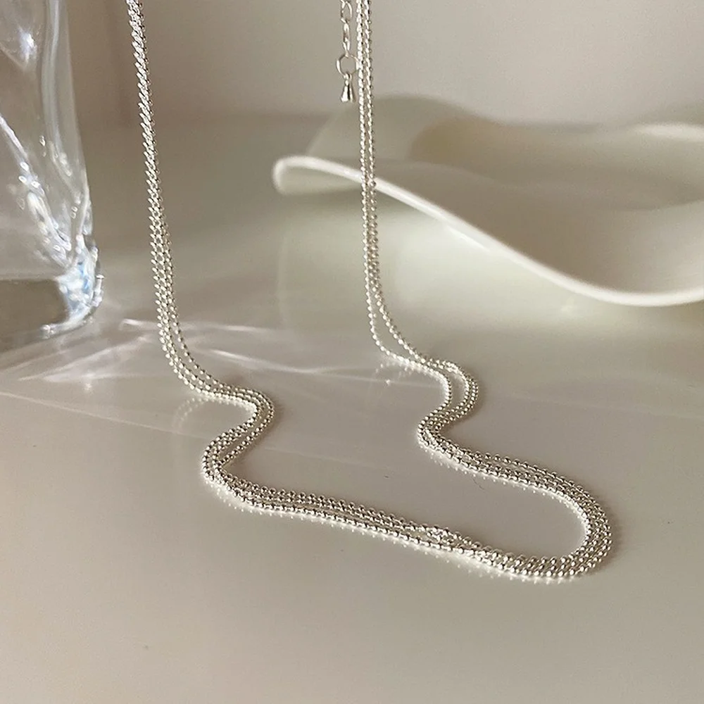Multilayer Overlapping Necklace  Round Bead Chain Korean Simple Temperament  Sparkling Neck Chain Clavicle Chain Necklace Women